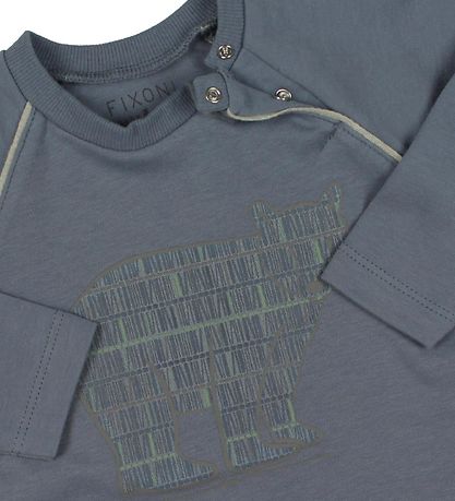 Fixoni Bluse - Støvet Blå m. Print Fixoni Bluse - Støvet Blå m. Print