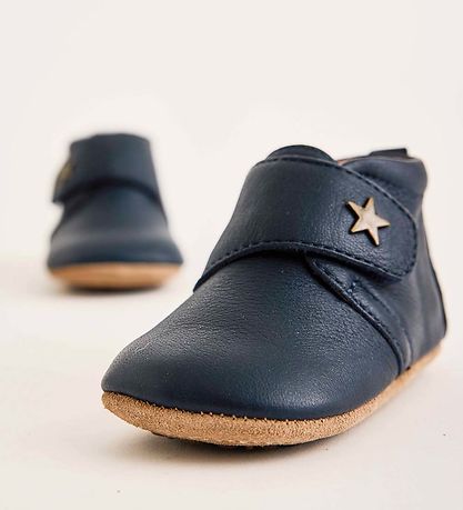 Bisgaard Soft Sole Leather Shoes - Navy w. Star Bisgaard Soft Sole Leather Shoes - Navy w. Star