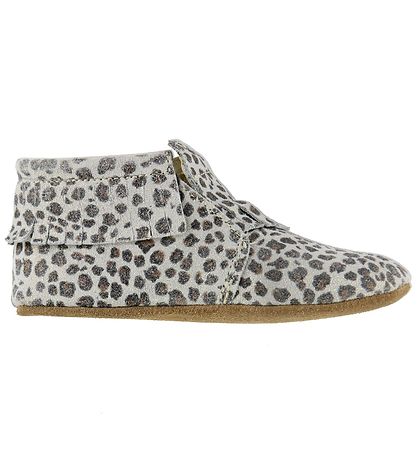 En Fant Slippers - Grey w. Leoprint/Fringes En Fant Slippers - Grey w. Leoprint/Fringes
