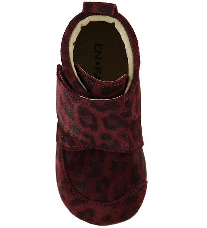 En Fant Hjemmesko - Bordeaux m. Leoprint