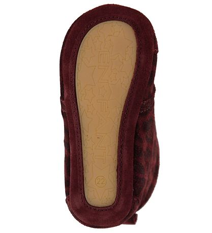 En Fant Hjemmesko - Bordeaux m. Leoprint