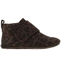 En Fant Hjemmesko - Brun m. Leoprint 