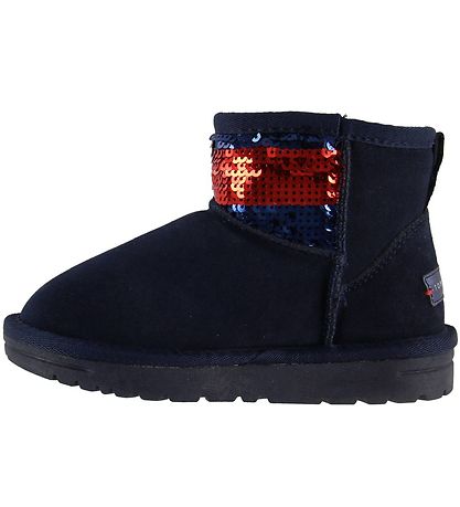 Tommy Hilfiger Bamsestøvler m. For - Navy m. Pailletter Tommy Hilfiger Bamsestøvler m. For - Navy m. Pailletter