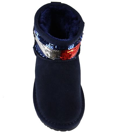 Tommy Hilfiger Bamsestøvler m. For - Navy m. Pailletter Tommy Hilfiger Bamsestøvler m. For - Navy m. Pailletter
