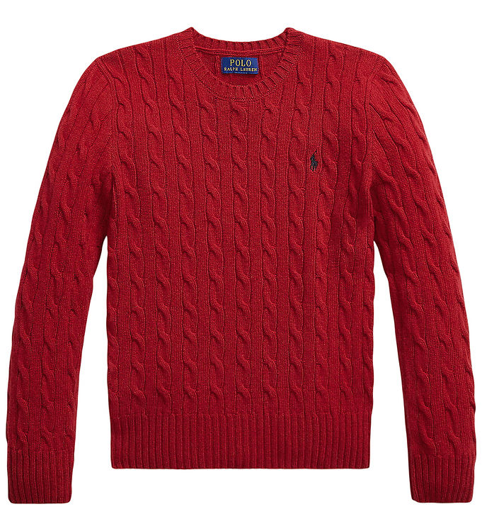 Polo Ralph Lauren Bluse - Uld - Strik - Cable - Fireside Red