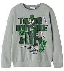 Name It Sweatshirt - NkmJacks - Minecraft - Gråmeleret