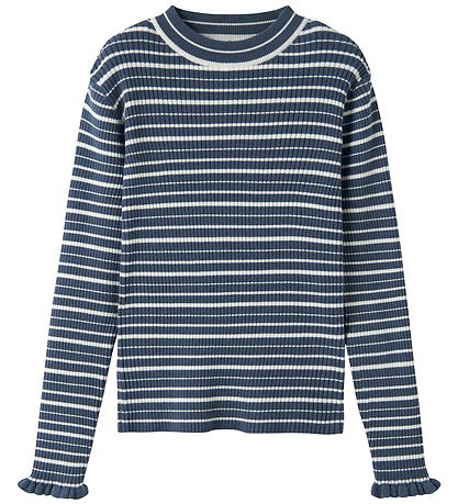Name It Bluse - Strik - NkfVianna - Vintage Indigo/Bright White