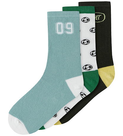 Name It Strømper - 3-pak - NkmLoic - Cloud Dancer/Green Milieu/P