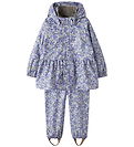 Name It Regntøj m. Seler - PU - NmfDry10 -  Lavender m. Blomster