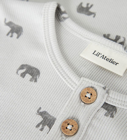 Lil Atelier Bluse - Rib - NmmLavo - Glacier Gray/Elephant