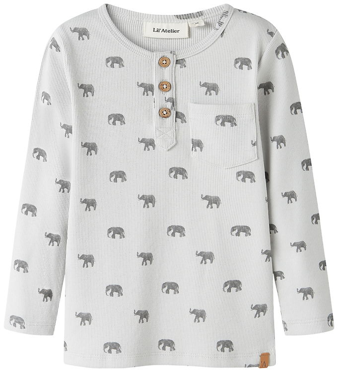 Lil Atelier Bluse - Rib - NmmLavo - Glacier Gray/Elephant