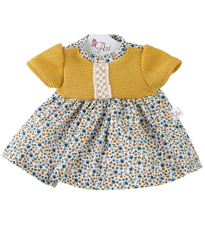 Asi Dukketøj - 36 cm - Guille - Blue/Mustard Flowers