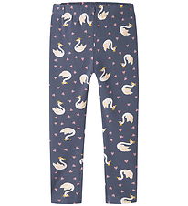 Name It Leggings - NmfVivian - AOP - Vintage Indigo/Swan Princes