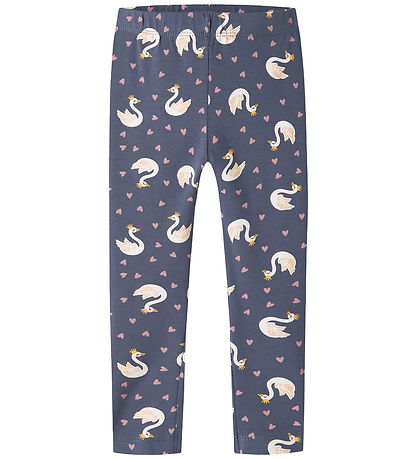Name It Leggings - NmfVivian - AOP - Vintage Indigo/Swan Princes