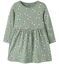 Name It Kjole - NmfVilisa - Green Milieu/Rainbow