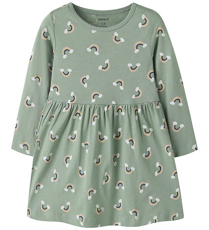 Name It Kjole - NmfVilisa - Green Milieu/Rainbow
