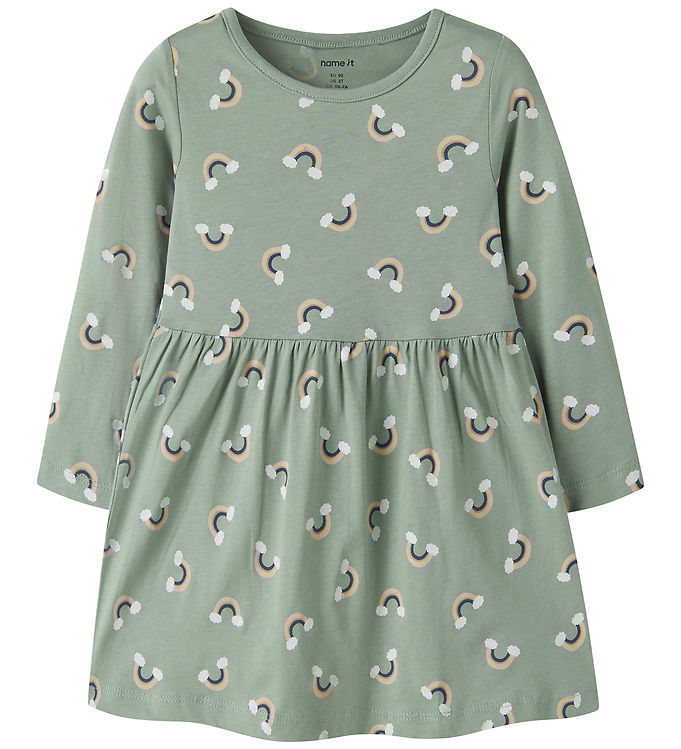 Name It Kjole - NmfVilisa - Green Milieu/Rainbow