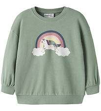 Name It Sweatshirt - Long - NmfValona - Green Milieu/Rainbow Uni