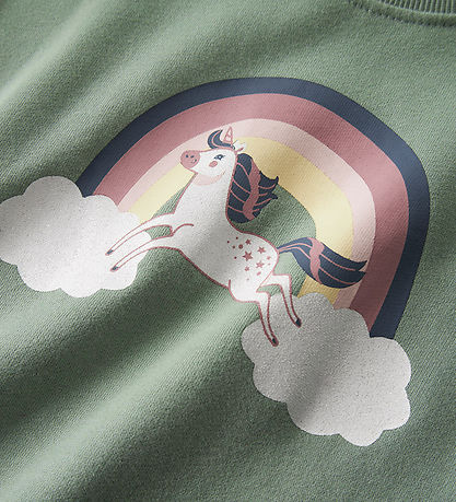Name It Sweatshirt - NmfValona Long  - Green Milieu/Rainbow Uni