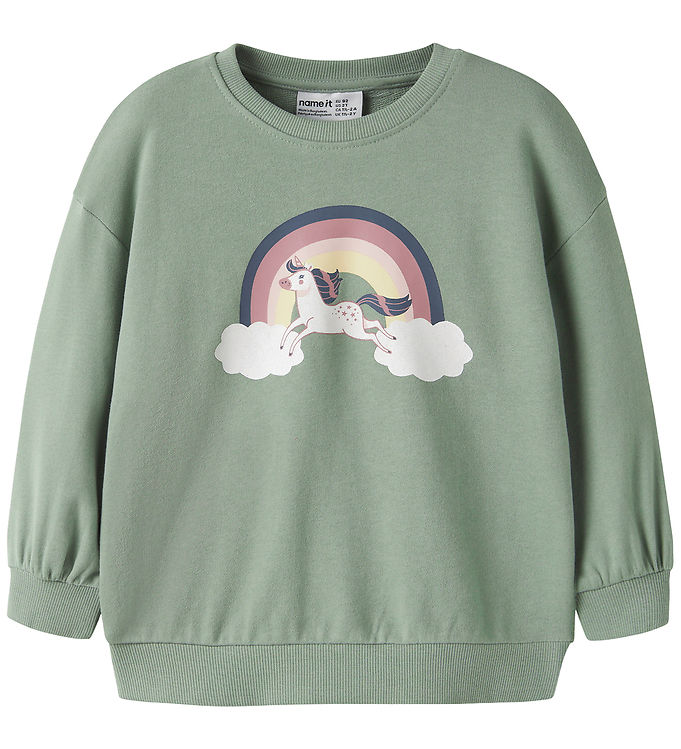Name It Sweatshirt - NmfValona Long - Green Milieu/Rainbow Uni