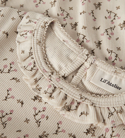 Lil' Atelier Bluse - Rib - NmfLago - Turtledove/Rose Flower