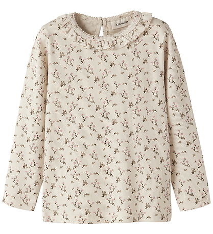 Lil' Atelier Bluse - Rib - NmfLago - Turtledove/Rose Flower