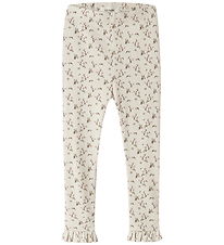 Lil Atelier Leggings - Rib - NmfLago - Turtledove/Rose Flower