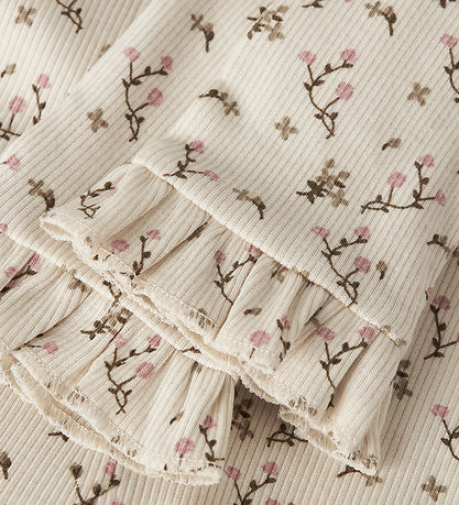 Lil Atelier Leggings - Rib - NmfLago - Turtledove/Rose Flower