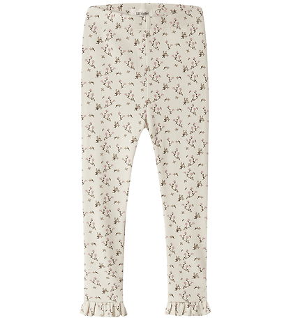 Lil Atelier Leggings - Rib - NmfLago - Turtledove/Rose Flower