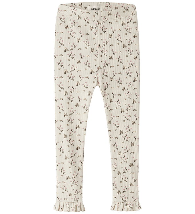 Lil Atelier Leggings - Rib - NmfLago - Turtledove/Rose Flower