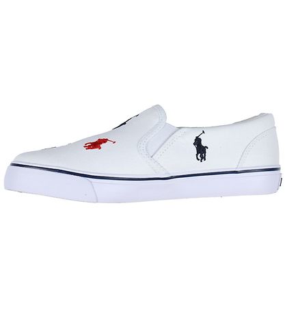 Polo Ralph Lauren Sko - Keaton Slip On - White/Navy/Red Polo Ralph Lauren Sko - Keaton Slip On - White/Navy/Red