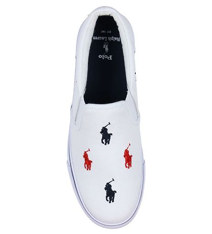 Polo Ralph Lauren Sko - Keaton Slip On - White/Navy/Red Polo Ralph Lauren Sko - Keaton Slip On - White/Navy/Red