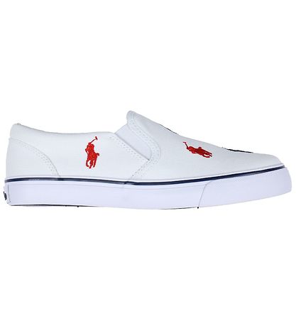 Polo Ralph Lauren Sko - Keaton Slip On - White/Navy/Red Polo Ralph Lauren Sko - Keaton Slip On - White/Navy/Red