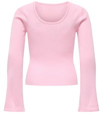 Kids Only Bluse - Viskose - Rib - Vendbar - KogNatasja - Pink La