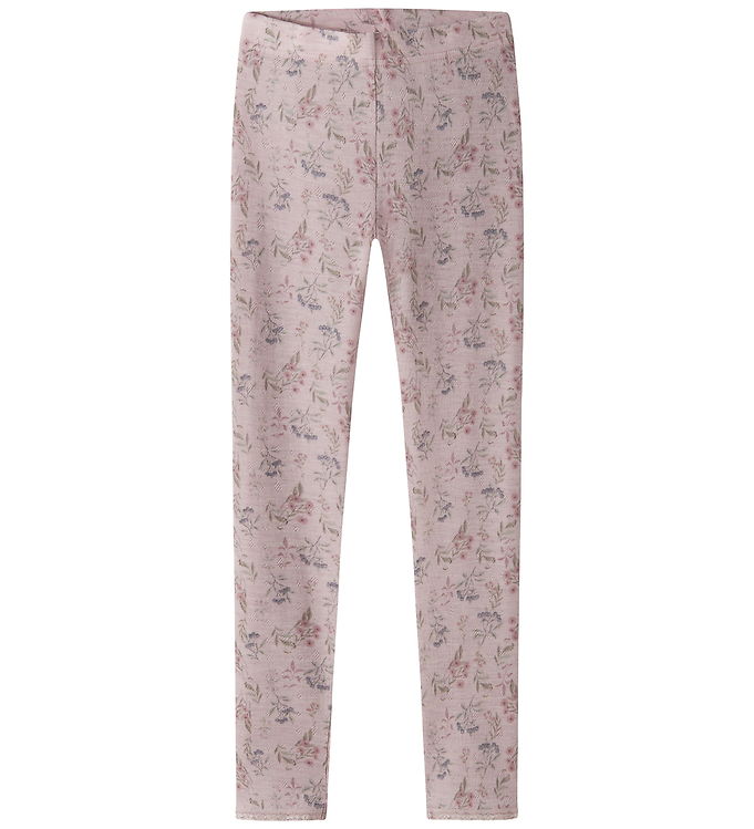 Name It Leggings - Uld - NkfWang - Violet Ice/Flowers + Leaves