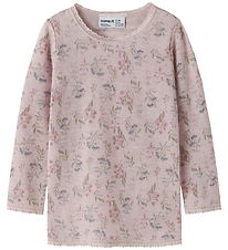 Name It Bluse - Uld - NmfWang - Violet Ice/Flowers + Leaves