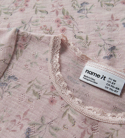 Name It Bluse - Uld - NmfWang - Violet Ice/Flowers + Leaves