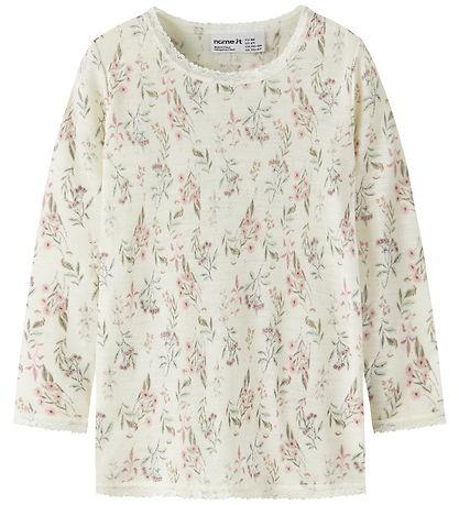 Name It Bluse - Uld - NmfWang - Snow White/Flowers + Leaves
