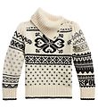 Polo Ralph Lauren Bluse - Uld/Nylon - Creme/Sort m. Mønster