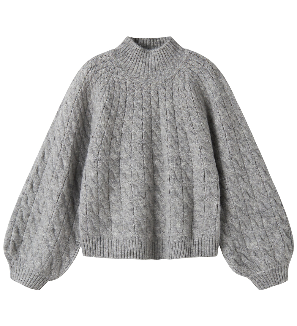 Name It Bluse - Strick - NkfNadalie - Grey Melange - Name It - 11-12 Jahre (146-152) - Blusen