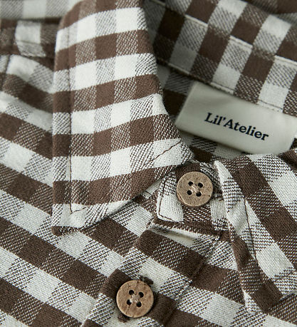 Lil Atelier Skjortebody l/æ - NbmNoki - Teak m. Tern