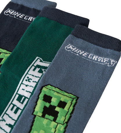Name it Strømper - 3-Pak - NmmSanjit - Minecraft - Ombre Blue/3P