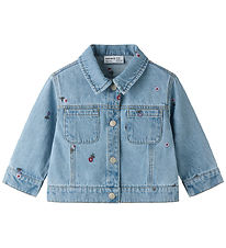 Name it Denimjakke - NmfWilmals - Meidum Blue Denim/Flower EMB