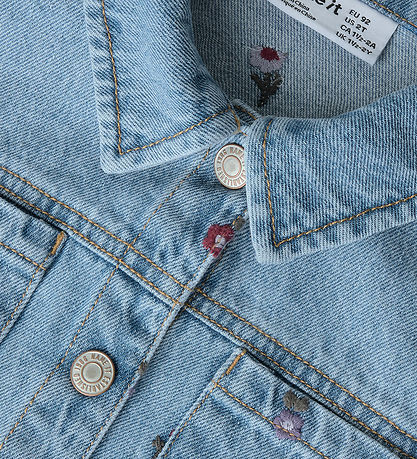 Name it Denimjakke - NmfWilmals - Meidum Blue Denim/Flower EMB