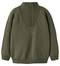 Name it Sweatshirt m. Lynlås - NmmOscar - Olive Night