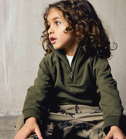 Name it Sweatshirt m. Lynlås - NmmOscar - Olive Night