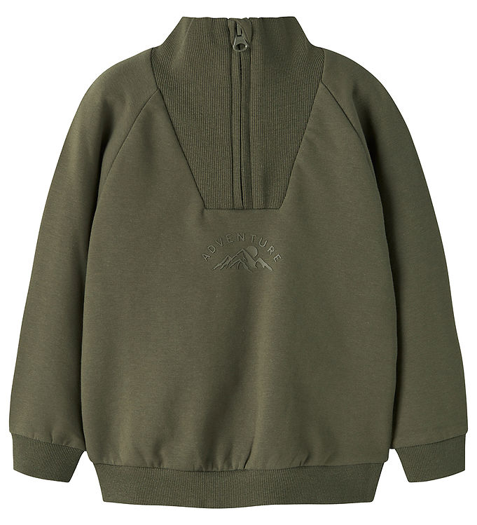 Name it Sweatshirt m. Lynlås - NmmOscar - Olive Night