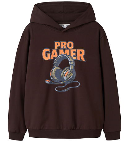 Name It Hættetrøje - NkmVugo - Chocolate Plum/Pro Gamer