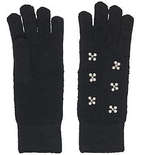 Kids Only Hansker - Strik - KogChyna - Black/Pearl/Flowers