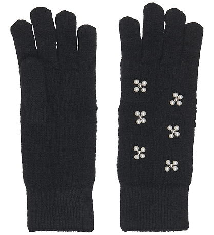 Kids Only Hansker - Strik - KogChyna - Black/Pearl/Flowers